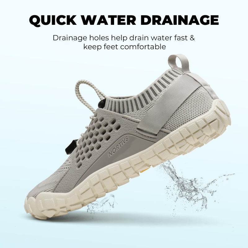 NORTIV 8 Womens Barefoot Water Sports Shoes - Outdoor Athletic Pool Swim Hiking Aqua Shoes, Beige/Light/Grey - 8.5 (Treklady-2) - Image 3